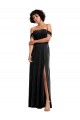 Desconto Preto Linha A Fora do Ombro Sem Mangas Comprimento Chão Veludo Elástico Vestidos de Madrinha / Vestidos de Noite / Vestidos de Festa