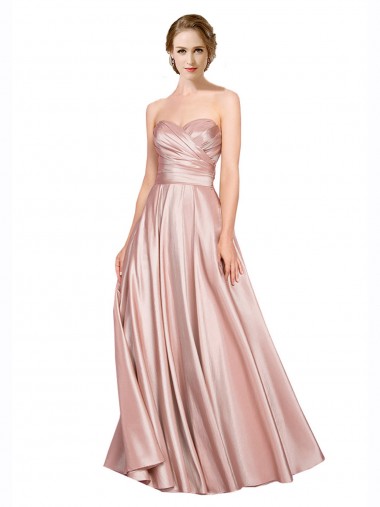 Desconto Linha A Amor Sem Mangas Comprimento Chão Cetim Elástico Vestidos de Madrinha / Vestidos de Noite / Vestidos de Festa