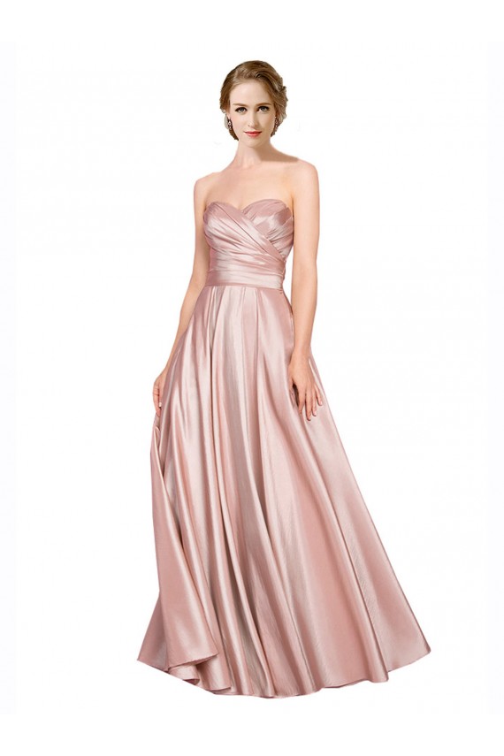 Desconto Linha A Amor Sem Mangas Comprimento Chão Cetim Elástico Vestidos de Madrinha / Vestidos de Noite / Vestidos de Festa