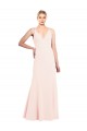 Desconto Rosa Linha A Decote V Sem Mangas Comprimento Chão Crepe Esticado Vestidos de Madrinha / Vestidos de Noite / Vestidos de Festa