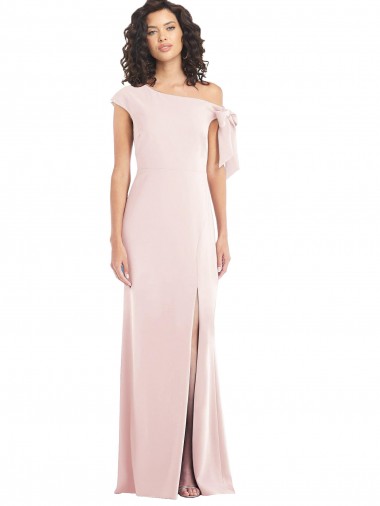 Desconto Rosa Trombeta Fora do Ombro Mangas Curtas Comprimento Chão Vestidos de Madrinha / Vestidos de Noite / Vestidos de Festa
