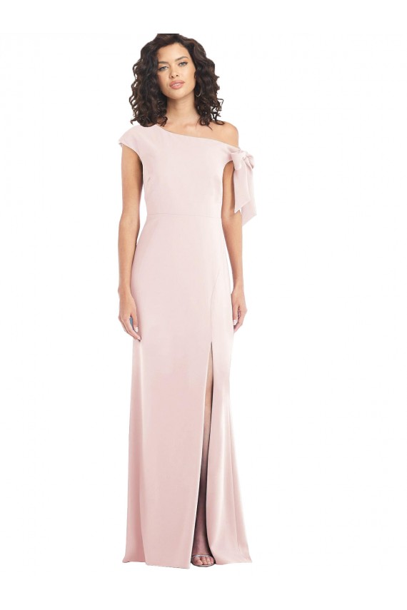 Desconto Rosa Trombeta Fora do Ombro Mangas Curtas Comprimento Chão Vestidos de Madrinha / Vestidos de Noite / Vestidos de Festa