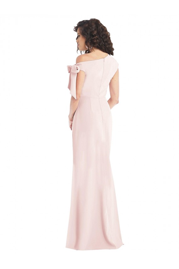 Desconto Rosa Trombeta Fora do Ombro Mangas Curtas Comprimento Chão Vestidos de Madrinha / Vestidos de Noite / Vestidos de Festa