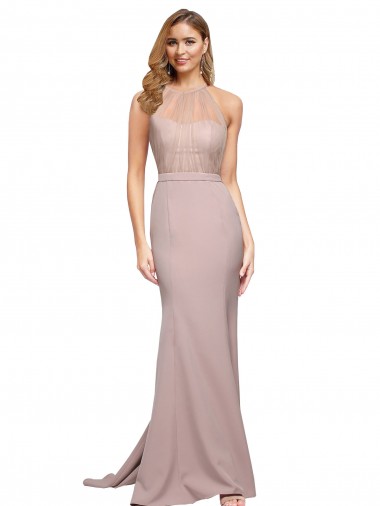 Desconto Rosa Empoeirado Bainha Amor Sem Mangas Comboio Varredela Vestidos de Madrinha / Vestidos de Noite / Vestidos de Festa