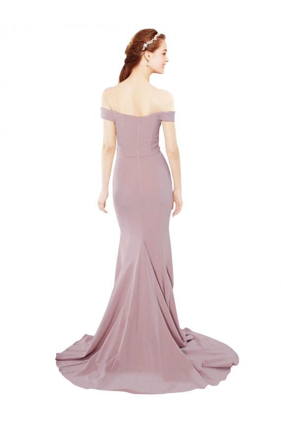 Desconto Rosa Empoeirado Sereia Fora do Ombro Sem Mangas Comboio Varredela Longo Vestidos de Madrinha / Vestidos de Noite / Vestidos de Festa
