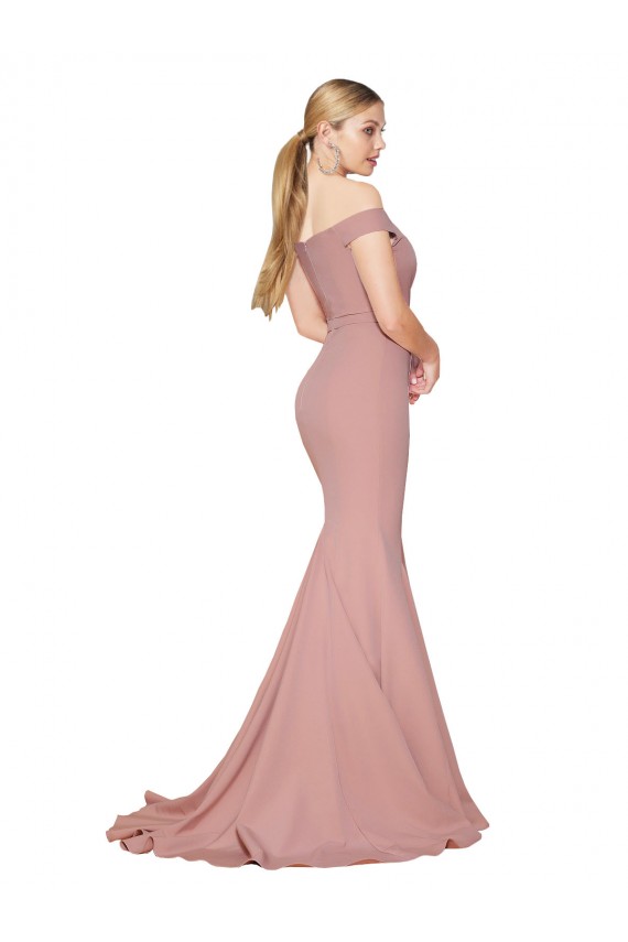 Desconto Rosa Empoeirado Sereia Fora do Ombro Sem Mangas Comboio Varredela Vestidos de Madrinha / Vestidos de Noite / Vestidos de Festa