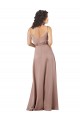 Desconto Rosa Empoeirado Linha A Decote V Sem Mangas Comprimento Chão Vestidos de Madrinha / Vestidos de Noite