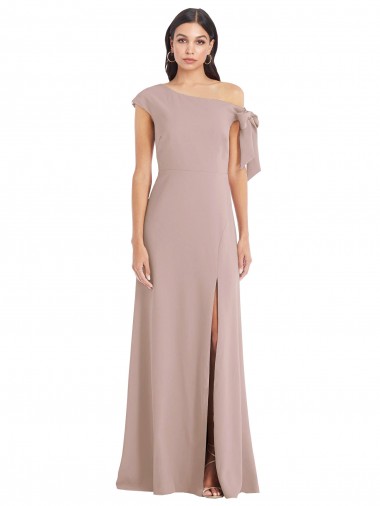 Desconto Rosa Empoeirado Linha A Fora do Ombro Sem Mangas Comprimento Chão Vestidos de Madrinha / Vestidos de Noite / Vestidos de Festa