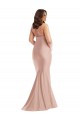 Desconto Rosa Empoeirado Sereia Cabeçada Sem Mangas Comprimento Chão Vestidos de Madrinha / Vestidos de Noite / Vestidos de Festa