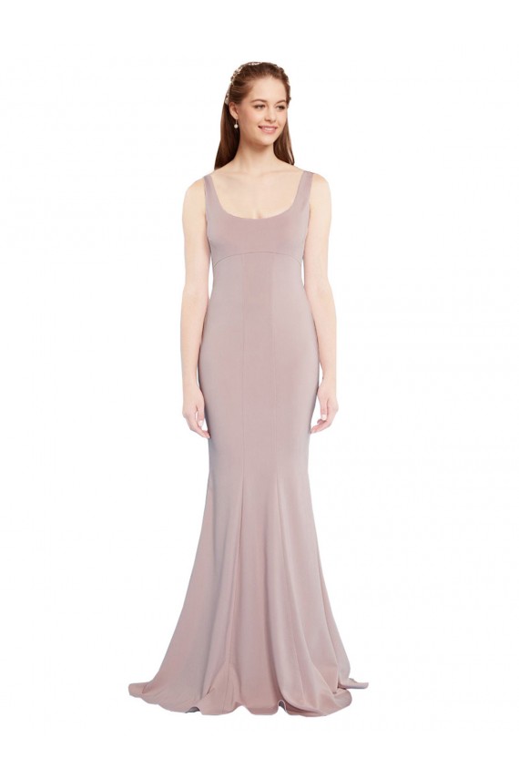 Desconto Rosa Empoeirado Sereia Colher Mangas Curtas Comprimento Chão Vestidos de Madrinha / Vestidos de Noite / Vestidos de Festa