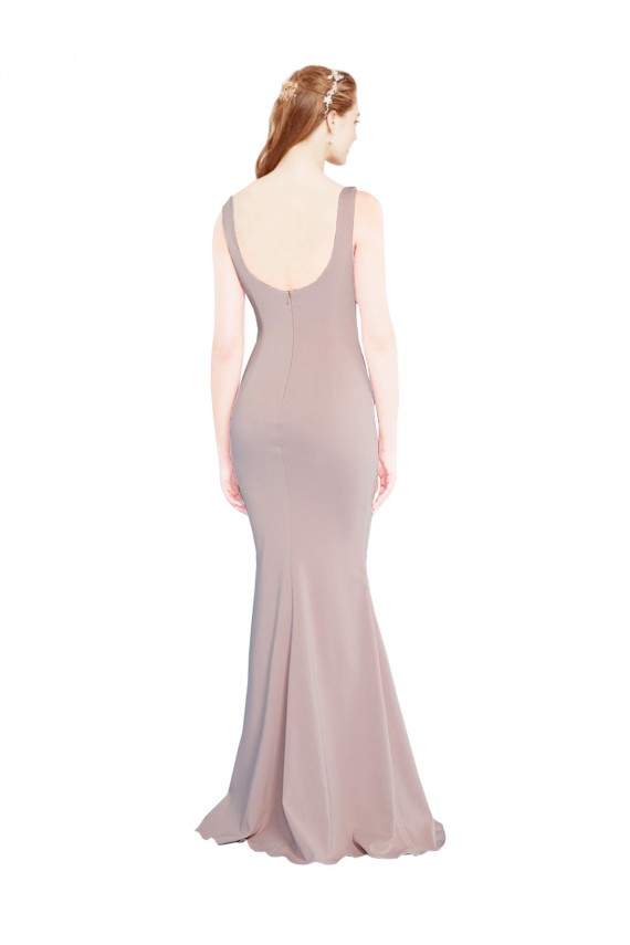 Desconto Rosa Empoeirado Sereia Colher Mangas Curtas Comprimento Chão Vestidos de Madrinha / Vestidos de Noite / Vestidos de Festa