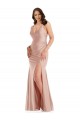 Desconto Rosa Empoeirado Sereia Decote V Sem Mangas Comprimento Chão Longo Vestidos de Madrinha / Vestidos de Noite / Vestidos de Festa