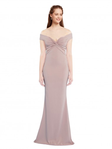 Desconto Rosa Empoeirado Sereia Fora do Ombro Sem Mangas Comprimento Chão Vestidos de Madrinha / Vestidos de Noite / Vestidos de Festa