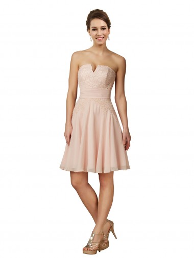 Desconto Rosa Linha A Amor Sem Mangas Comprimento Joelho Vestidos de Madrinha / Vestidos de Cocktail