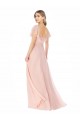 Desconto Rosa Linha A Decote Quadrado Mangas Curtas Comprimento Chão Vestidos de Madrinha