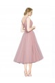 Desconto Rosa Linha A Decote V Sem Mangas Comprimento Chá Vestidos de Madrinha / Vestidos de Cocktail / Vestidos de Homecoming