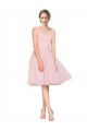 Desconto Rosa Linha A Decote V Sem Mangas Comprimento Joelho Vestidos de Madrinha / Vestidos de Cocktail / Vestidos de Homecoming
