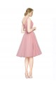 Desconto Rosa Linha A Decote V Sem Mangas Comprimento Joelho Vestidos de Madrinha / Vestidos de Cocktail / Vestidos de Homecoming