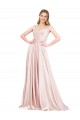 Desconto Rosa Linha A Fora do Ombro Sem Mangas Comprimento Chão Vestidos de Madrinha / Vestidos de Noite / Vestidos de Festa