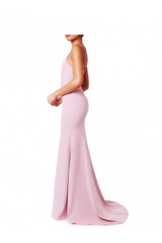 Desconto Rosa Sereia Alças finas Sem Mangas Comprimento Chão Vestidos de Madrinha / Vestidos de Festa