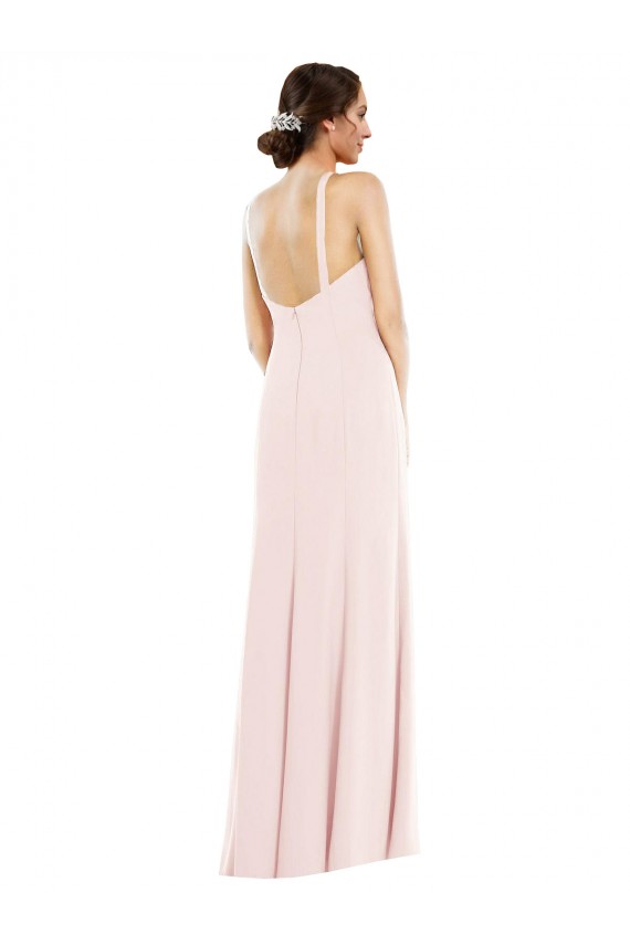 Desconto Rosa Trombeta Cabeçada Sem Mangas Comprimento Chão Vestidos de Madrinha / Vestidos de Noite / Vestidos de Festa