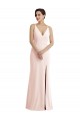 Desconto Rosa Trombeta Decote V Sem Mangas Comprimento Chão Vestidos de Madrinha / Vestidos de Noite / Vestidos de Festa