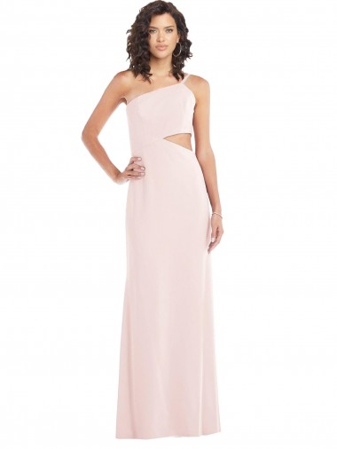 Desconto Rosa Trombeta Um Ombro Sem Mangas Comprimento Chão Vestidos de Madrinha / Vestidos de Noite / Vestidos de Festa