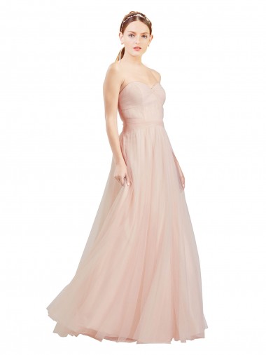 Desconto Rosa Linha A Amor Sem Mangas Comprimento Chão Longo Vestidos de Madrinha