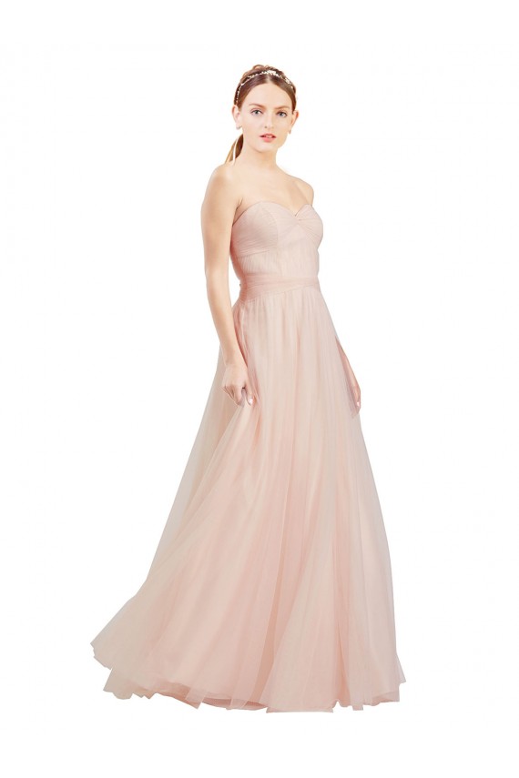 Desconto Rosa Linha A Amor Sem Mangas Comprimento Chão Longo Vestidos de Madrinha