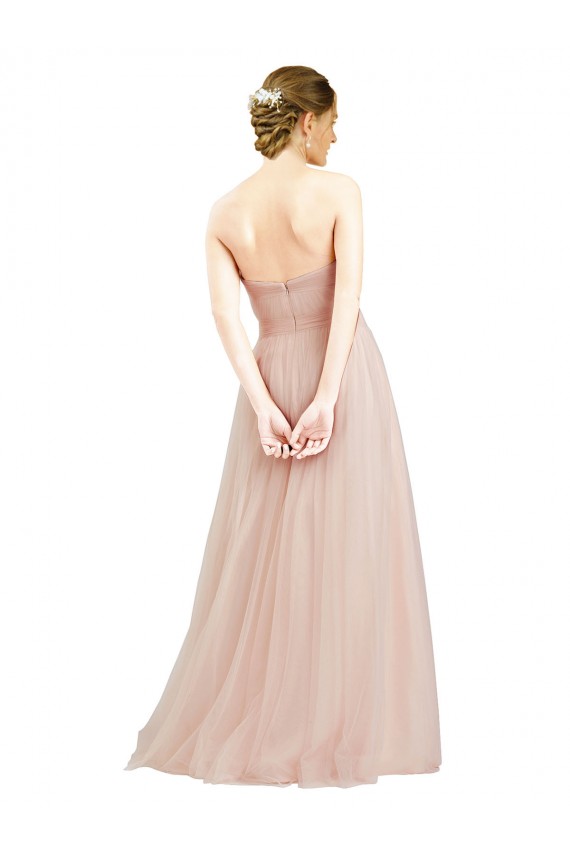 Desconto Rosa Linha A Amor Sem Mangas Comprimento Chão Longo Vestidos de Madrinha
