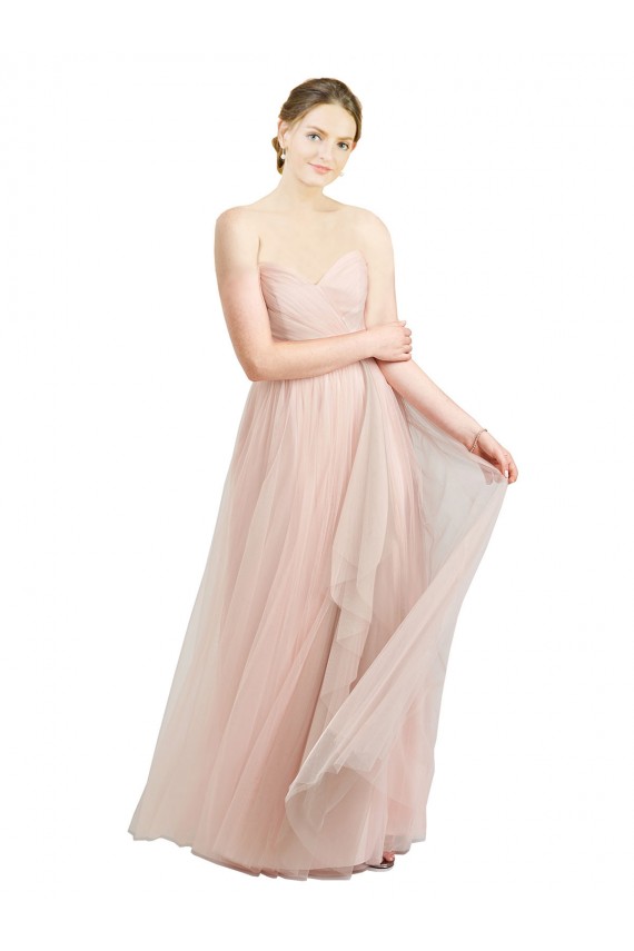 Desconto Rosa Linha A Amor Sem Mangas Comprimento Chão Vestidos de Madrinha