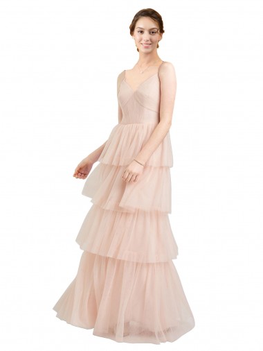 Desconto Rosa Linha A Decote V Sem Mangas Comprimento Chão Vestidos de Festa / Vestidos de Madrinha