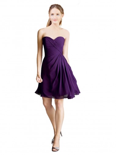 Desconto Roxo Linha A Amor Sem Mangas Comprimento Joelho Vestidos de Madrinha / Vestidos de Cocktail / Vestidos de Homecoming