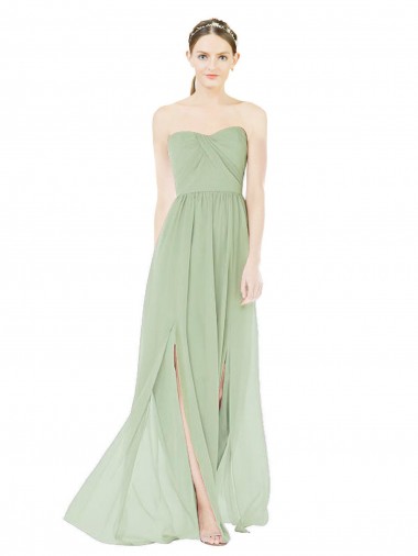 Desconto Sábio Linha A Amor Sem Mangas Comprimento Chão Chiffon Vestidos de Madrinha