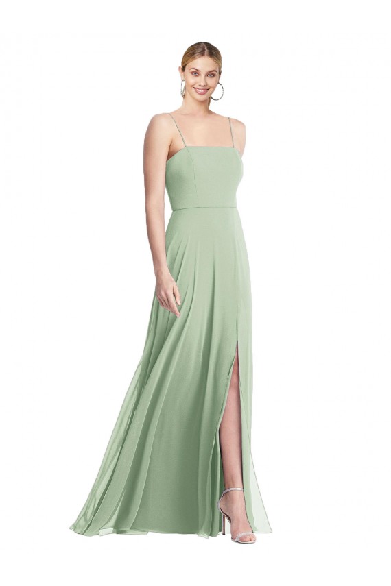Desconto Sábio Trombeta Alças finas Sem Mangas Comprimento Chão Vestidos de Madrinha / Vestidos de Noite