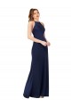 Desconto Safira Bainha Decote Alto Sem Mangas Comprimento Chão Vestidos de Madrinha / Vestidos de Noite / Vestidos de Festa