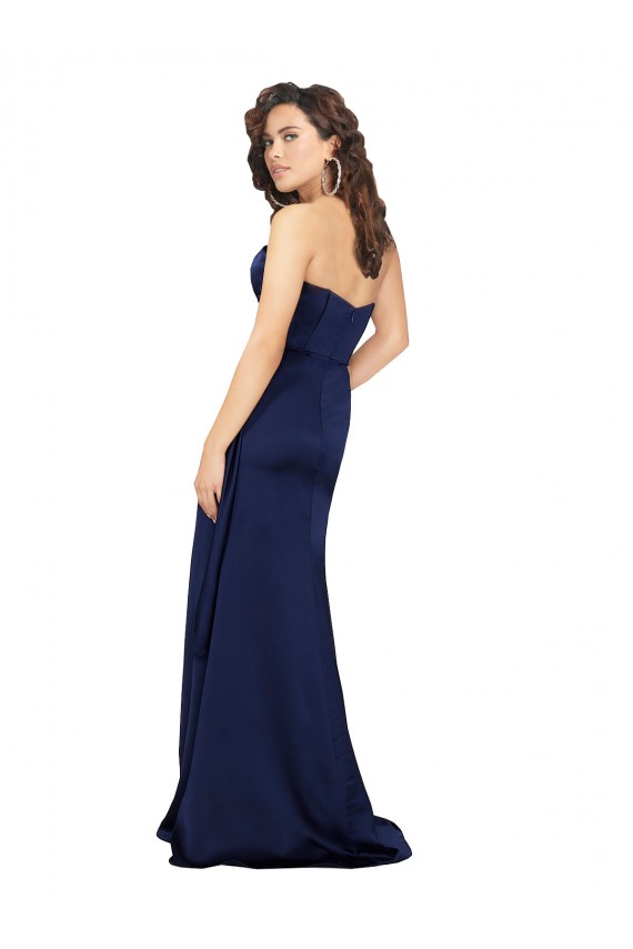 Desconto Safira Linha A Amor Sem Mangas Comprimento Chão Longo Vestidos de Madrinha / Vestidos de Noite / Vestidos de Festa
