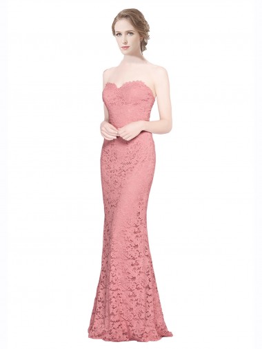 Desconto Salmão Sereia Amor Sem Mangas Comprimento Chão Vestidos de Madrinha / Vestidos de Festa