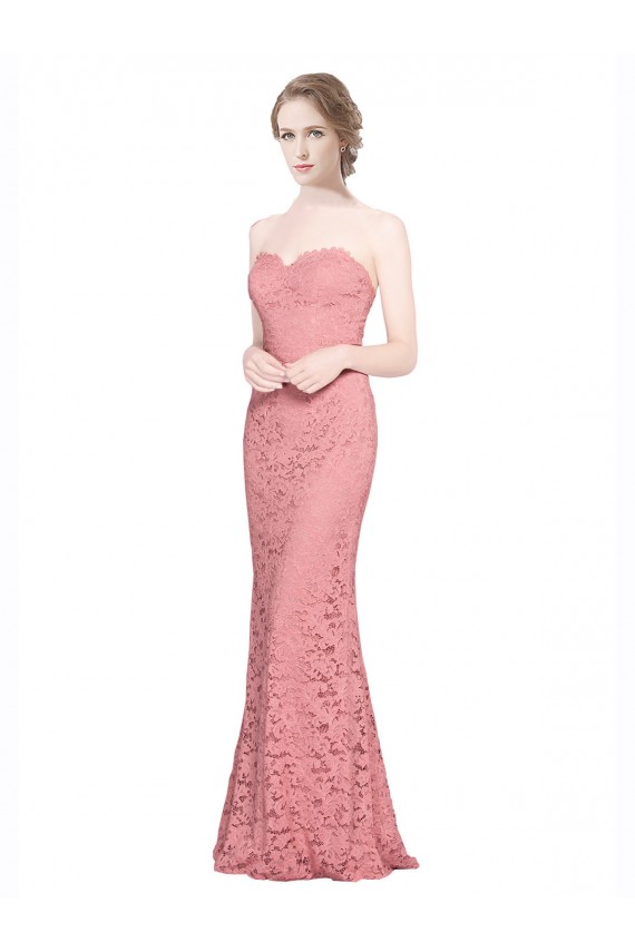 Desconto Salmão Sereia Amor Sem Mangas Comprimento Chão Vestidos de Madrinha / Vestidos de Festa
