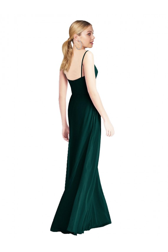 Desconto Sempre Verde Linha A Alças finas Sem Mangas Comprimento Chão Vestidos de Madrinha