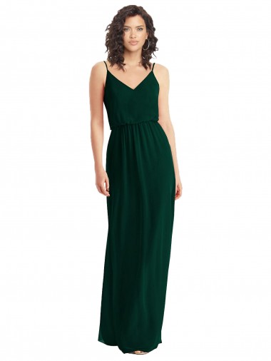 Desconto Sempre Verde Linha A Decote V Sem Mangas Comprimento Chão Vestidos de Madrinha