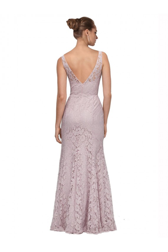 Desconto Sereia Decote V Sem Mangas Comprimento Chão Renda Vestidos de Madrinha / Vestidos de Festa