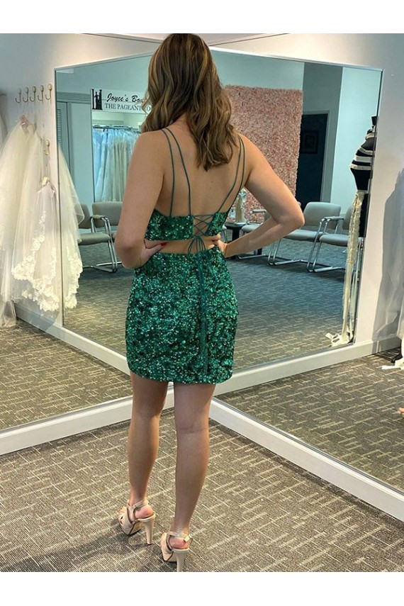 Desconto Trevo Verde Bainha Decote V Sem Mangas Curto Vestidos de Festa