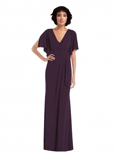 Desconto Uva Bainha Decote V Mangas Esvoaçantes, Mangas Divididas Comprimento Chão Vestidos de Madrinha / Vestidos de Noite / Vestidos de Festa