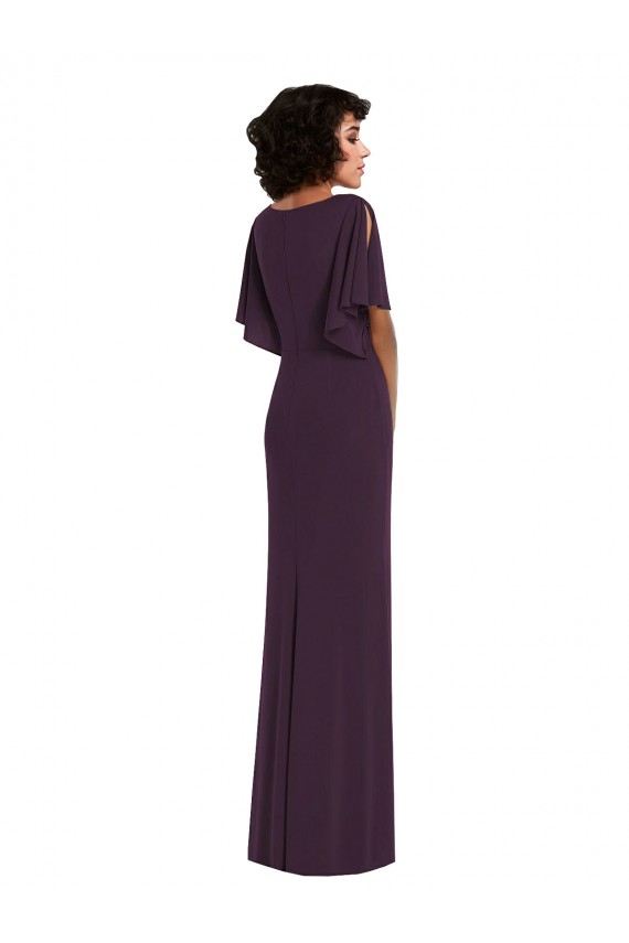 Desconto Uva Bainha Decote V Mangas Esvoaçantes, Mangas Divididas Comprimento Chão Vestidos de Madrinha / Vestidos de Noite / Vestidos de Festa