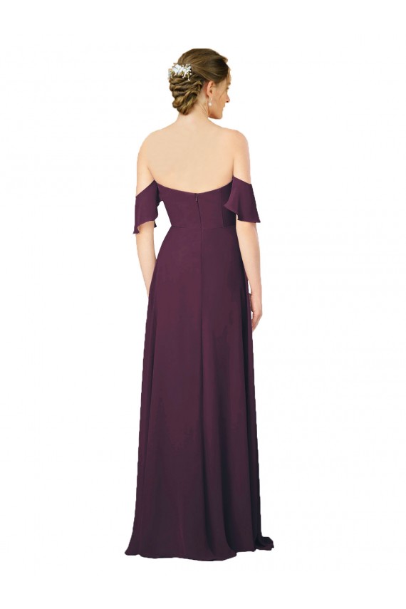 Desconto Uva Bainha Amor Ombro Frio Comprimento Chão Vestidos de Madrinha