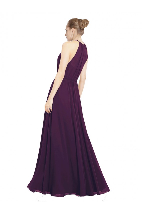 Desconto Uva Linha A Cabeçada Sem Mangas Comprimento Chão Vestido de Festa / Vestido de Madrinha