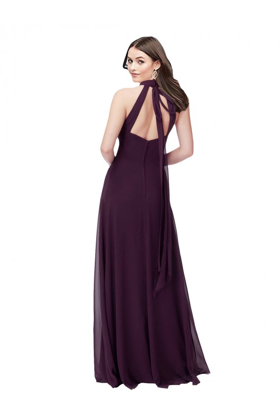 Desconto Uva Linha A Cabeçada Sem Mangas Comprimento Chão Vestidos de Festa / Vestidos de Madrinha