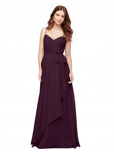Desconto Uva Linha A Decote V Sem Mangas Comprimento Chão Vestido de Festa / Vestido de Madrinha