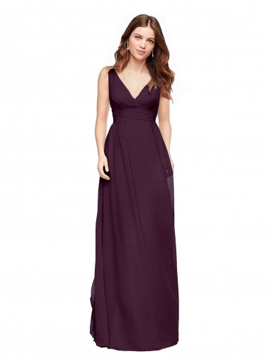 Desconto Uva Linha A Decote V Sem Mangas Comprimento Chão Vestidos de Festa / Vestidos de Madrinha